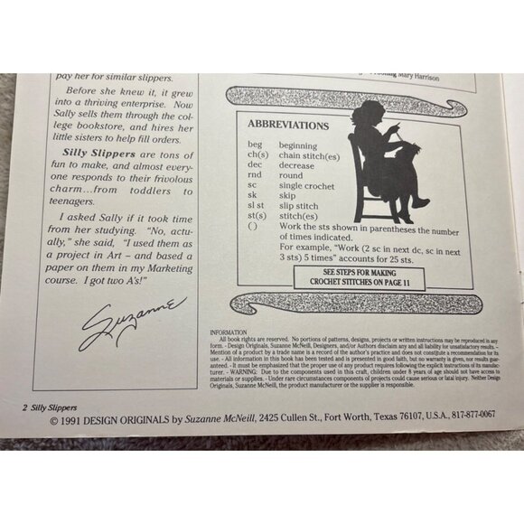 Bouquet Silly Slippers Fun Crochet Pattern Book By Pam Noel 1991 - Picture 3 of 5